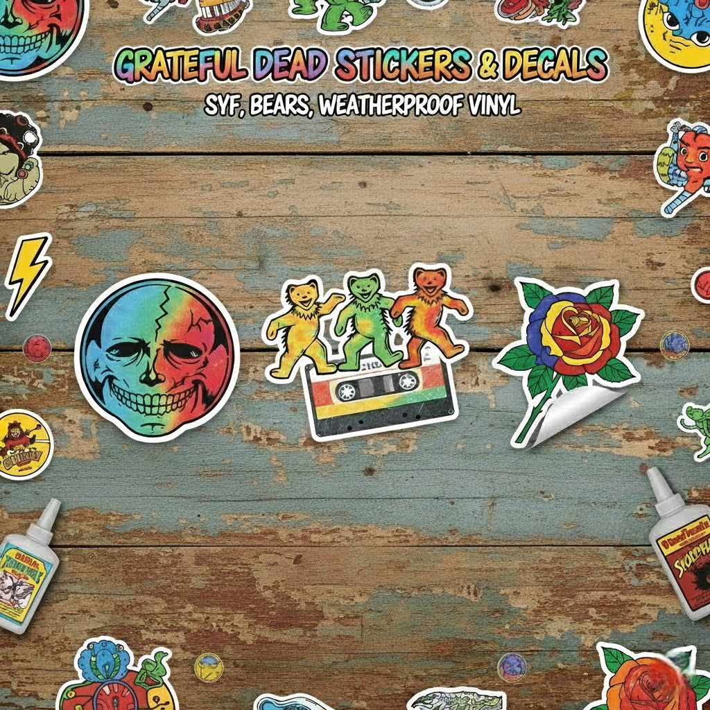 Grateful Dead Stickers & Decals Collection – Steal Your Face, Dancing Bears, Weatherproof Vinyl